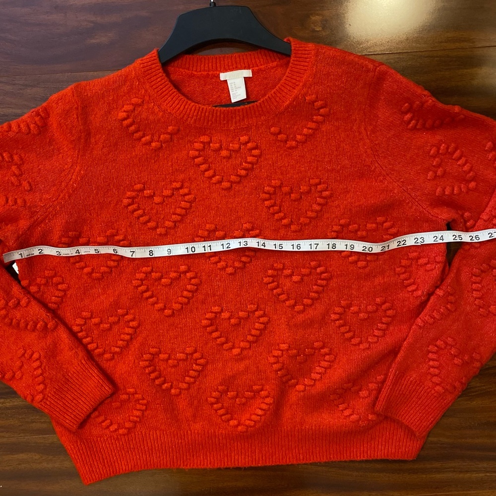 H&M Red Heart Pattern Oversized Sweater medium - Picture 5 of 7